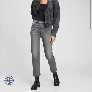 Gap High Rise gray cheeky straight jeans